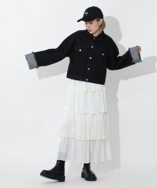 Gready Brilliant（グレディブリリアン）の「デニムフリンジGジャン（デニムジャケット・レディース・ブラック/キナリ・FREE）」の21枚目の写真