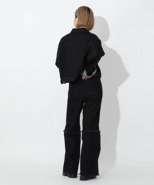 Gready Brilliant（グレディブリリアン）の「デニムフリンジGジャン（デニムジャケット・レディース・ブラック/キナリ・FREE）」の16枚目の写真