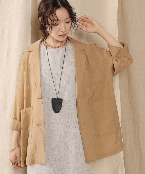 en CAnAF（エンカナフ）の「シアー テーラード ジャケット（テーラードジャケット・レディース・アイボリー/ベージュ/ブラック・L/M）」の3枚目の写真