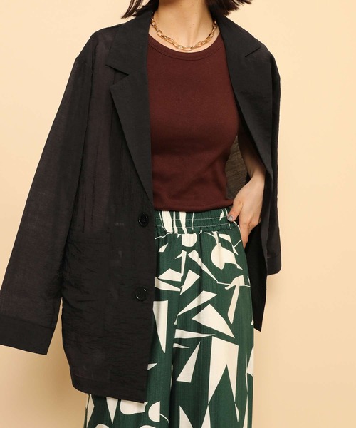 en CAnAF（エンカナフ）の「シアー テーラード ジャケット（テーラードジャケット・レディース・アイボリー/ベージュ/ブラック・L/M）」の2枚目の写真