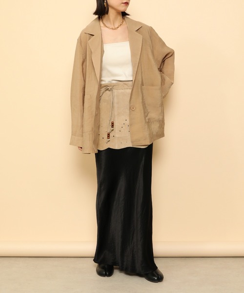 en CAnAF（エンカナフ）の「シアー テーラード ジャケット（テーラードジャケット・レディース・アイボリー/ベージュ/ブラック・L/M）」の8枚目の写真