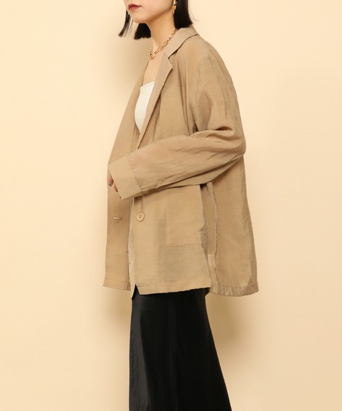 en CAnAF（エンカナフ）の「シアー テーラード ジャケット（テーラードジャケット・レディース・アイボリー/ベージュ/ブラック・L/M）」の12枚目の写真