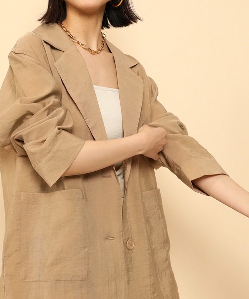 en CAnAF（エンカナフ）の「シアー テーラード ジャケット（テーラードジャケット・レディース・アイボリー/ベージュ/ブラック・L/M）」の15枚目の写真