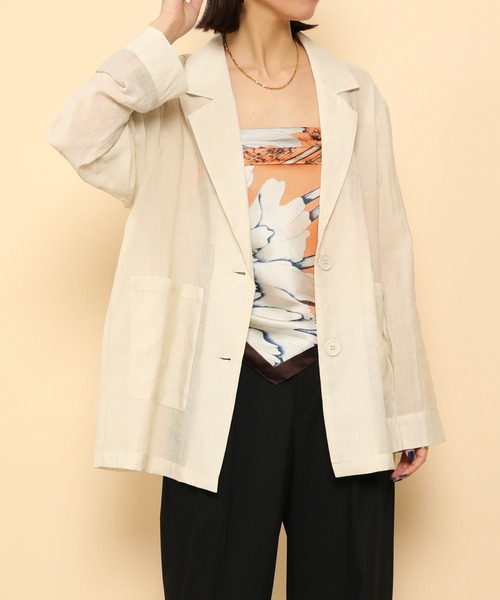 en CAnAF（エンカナフ）の「シアー テーラード ジャケット（テーラードジャケット・レディース・アイボリー/ベージュ/ブラック・L/M）」の18枚目の写真