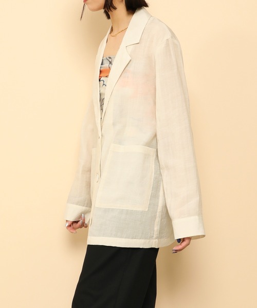 en CAnAF（エンカナフ）の「シアー テーラード ジャケット（テーラードジャケット・レディース・アイボリー/ベージュ/ブラック・L/M）」の22枚目の写真