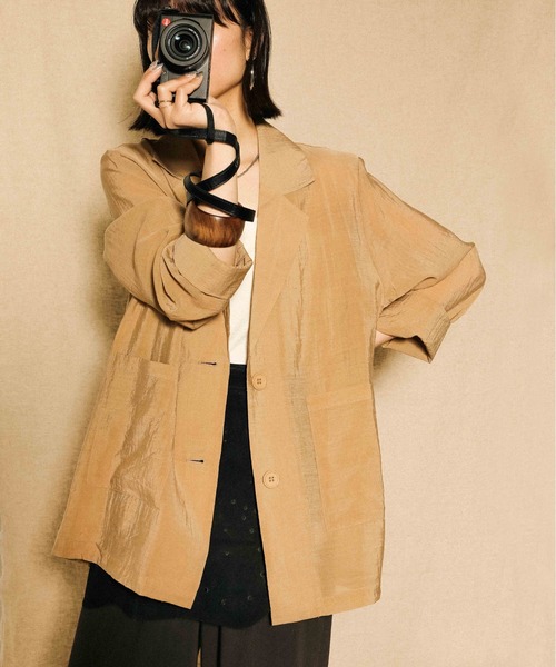 en CAnAF（エンカナフ）の「シアー テーラード ジャケット（テーラードジャケット・レディース・アイボリー/ベージュ/ブラック・L/M）」の4枚目の写真