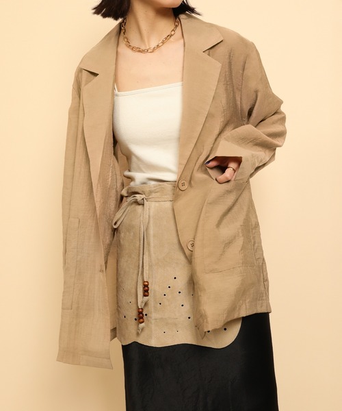 en CAnAF（エンカナフ）の「シアー テーラード ジャケット（テーラードジャケット・レディース・アイボリー/ベージュ/ブラック・L/M）」の10枚目の写真