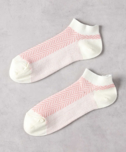 Right-on(ライトオン)の「【BASIC SOCKS】へリンボン柄ソックス(ソックス/靴下・レディース・ピンク/ネイビー・フリー)」の1枚目の写真