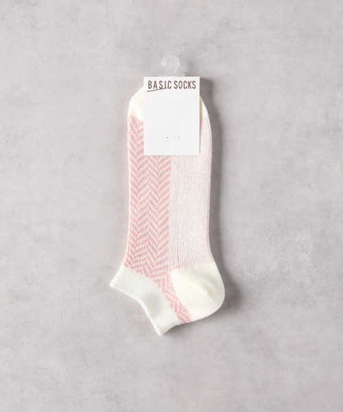 Right-on(ライトオン)の「【BASIC SOCKS】へリンボン柄ソックス(ソックス/靴下・レディース・ピンク/ネイビー・フリー)」の4枚目の写真