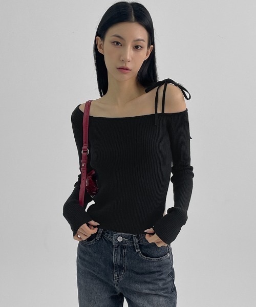 BLACKUP（ブラックアップ）の「[MADE] メイリーリブアンバランスニット（ニット/セーター・レディース・グレー/ブラック・ONESIZE）」の15枚目の写真