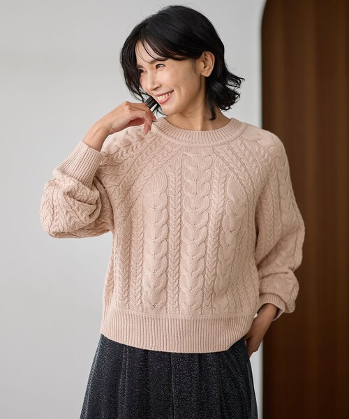 ANY(エニィ)の「ソフトタッチケーブル2WAYニット(ニット/セーター・レディース・レッド系/ホワイト系/ライトグリーン系/ピンク系・4)」の3枚目の写真