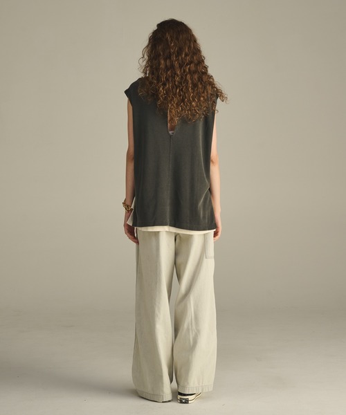 kha:ki(カーキ)の「「KHA:KI / カーキ」 ハニカムスリーブレストップ HONEYCOMB SLEEVELESS TOP(Tシャツ/カットソー・レディース・ブラック/オフホワイト/オレンジ系その他/ライトグリーン・1)」の7枚目の写真