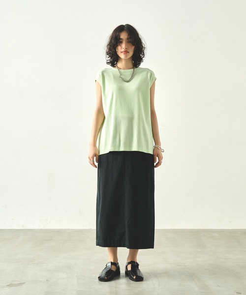 kha:ki(カーキ)の「「KHA:KI / カーキ」 ハニカムスリーブレストップ HONEYCOMB SLEEVELESS TOP(Tシャツ/カットソー・レディース・ブラック/オフホワイト/オレンジ系その他/ライトグリーン・1)」の15枚目の写真
