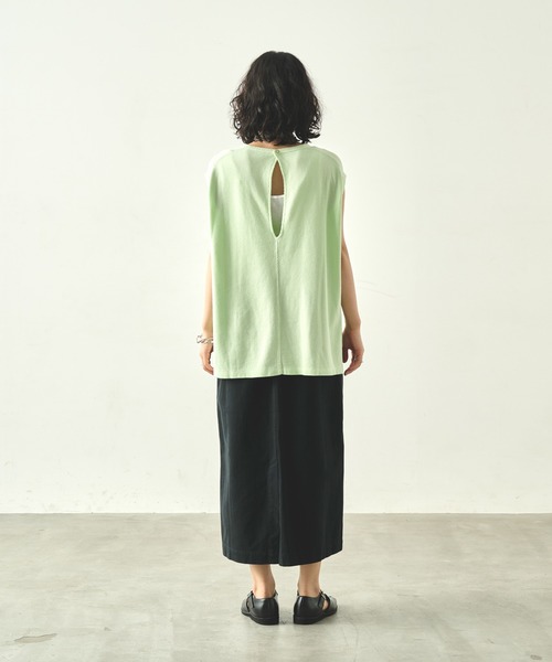 kha:ki(カーキ)の「「KHA:KI / カーキ」 ハニカムスリーブレストップ HONEYCOMB SLEEVELESS TOP(Tシャツ/カットソー・レディース・ブラック/オフホワイト/オレンジ系その他/ライトグリーン・1)」の17枚目の写真