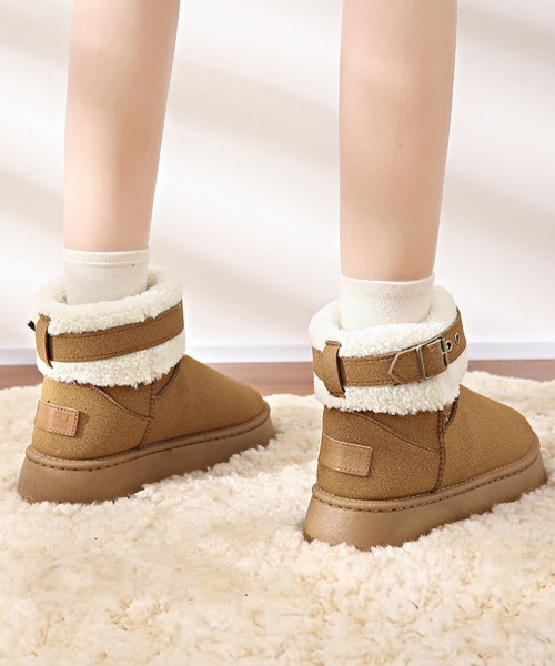 Miniministore(ミニミニストア)の「厚底ムートンブーツ 裏起毛ショートブーツ(ブーツ・レディース・キャメル/ブラック・23.5cm/24.5cm/23.0cm/24.0cm/25.0cm)」の12枚目の写真