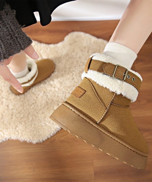 Miniministore(ミニミニストア)の「厚底ムートンブーツ 裏起毛ショートブーツ(ブーツ・レディース・キャメル/ブラック・23.5cm/24.5cm/23.0cm/24.0cm/25.0cm)」の13枚目の写真
