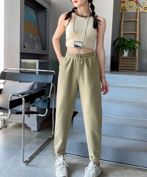 aimoha（アイモハ）の「ジョガーパンツ（スウェットパンツ・レディース・ピンク/ライトグリーン/グリーン/杢グレー/ライトベージュ/チョコ/ダークグレー/ブラック・SMALL/MEDIUM/LARGE/X-LARGE/XX-LARGE）」の10枚目の写真