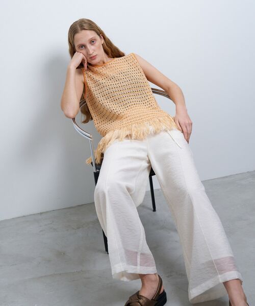 LANVIN en Bleu(ランバンオンブルー)の「フリンジヘムノースリーブニット(ニット/セーター・レディース・オレンジ/ブラック・38)」の10枚目の写真