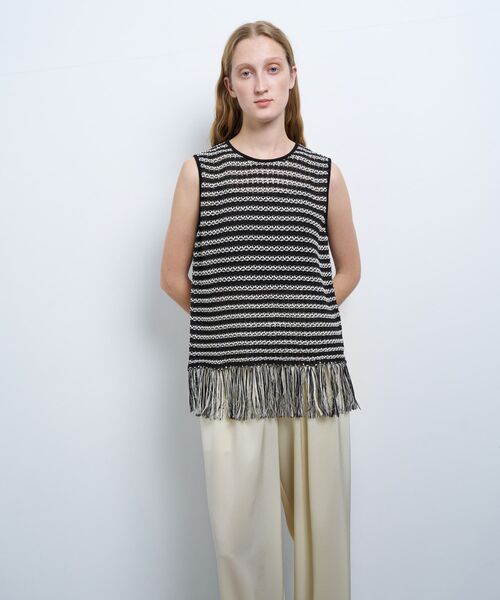 LANVIN en Bleu(ランバンオンブルー)の「フリンジヘムノースリーブニット(ニット/セーター・レディース・オレンジ/ブラック・38)」の14枚目の写真