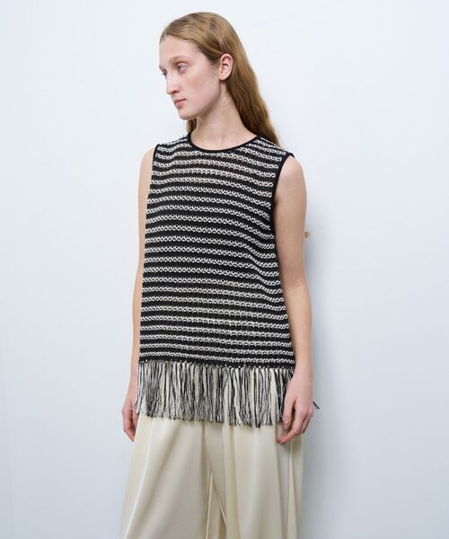 LANVIN en Bleu(ランバンオンブルー)の「フリンジヘムノースリーブニット(ニット/セーター・レディース・オレンジ/ブラック・38)」の15枚目の写真