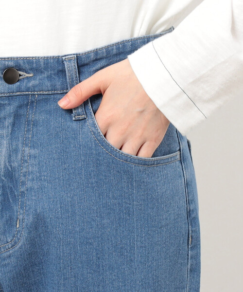 ONIGIRI(オニギリ)の「ストレッチ デニム ベーシックパンツ(デニムパンツ・レディース・ネイビー/サックスブルー・X-LARGE/LARGE/MEDIUM/SMALL/X-SMALL)」の13枚目の写真