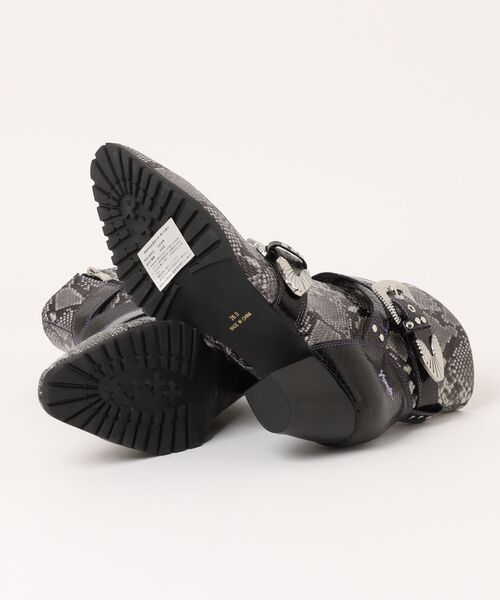 YOSUKE（ヨースケ）の「「YOSUKE/ヨースケ」メンズベルティッドショートブーツ（ブーツ・メンズ・ブラック×レッド/ブラック/パイソン・27/26）」の5枚目の写真