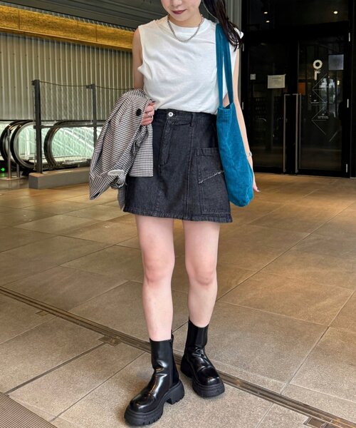 【2025SS/セットアップ対応】台形デニムミニスカート（スカート）｜Kastane（カスタネ）