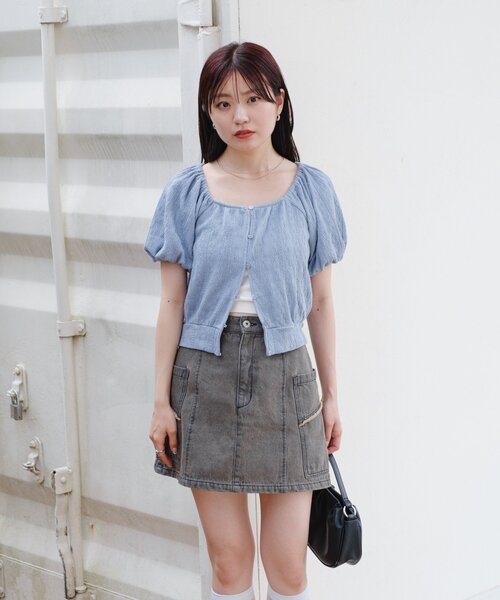 【2025SS/セットアップ対応】台形デニムミニスカート（スカート）｜Kastane（カスタネ）
