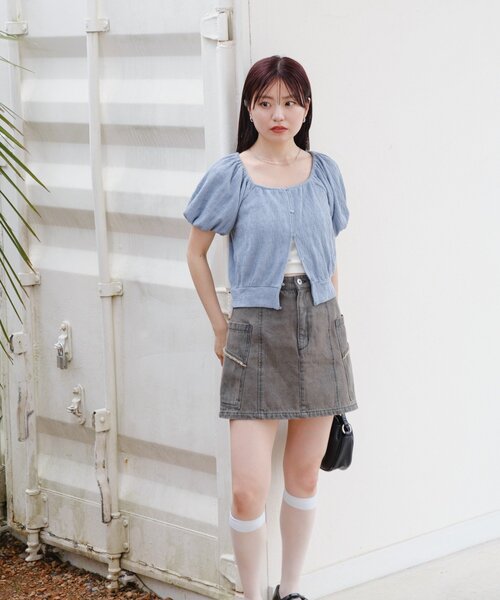 【2025SS/セットアップ対応】台形デニムミニスカート（スカート）｜Kastane（カスタネ）