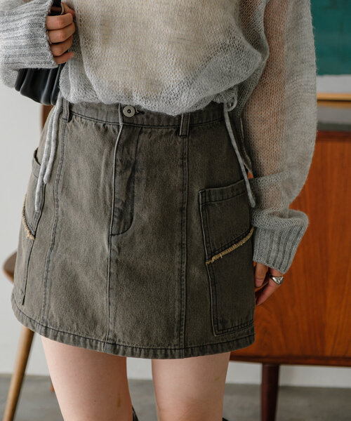 【2025SS/セットアップ対応】台形デニムミニスカート（スカート）｜Kastane（カスタネ）