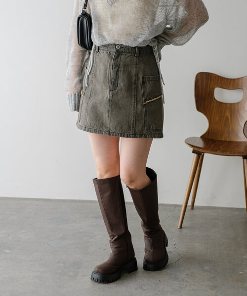 【2025SS/セットアップ対応】台形デニムミニスカート（スカート）｜Kastane（カスタネ）