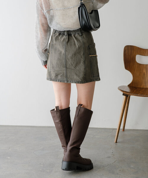 【2025SS/セットアップ対応】台形デニムミニスカート（スカート）｜Kastane（カスタネ）