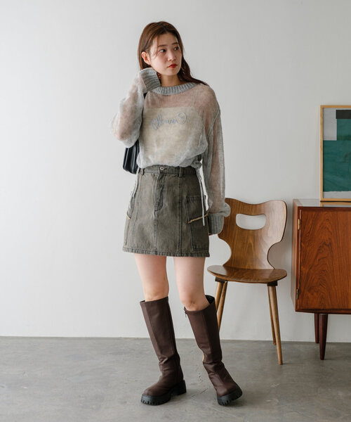 【2025SS/セットアップ対応】台形デニムミニスカート（スカート）｜Kastane（カスタネ）