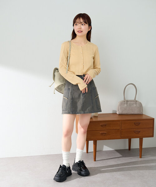 セール】【新色追加/4色展開/セットアップ対応】台形デニムミニ