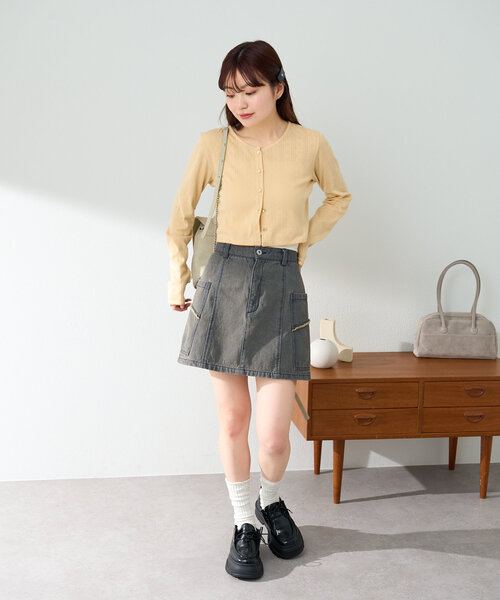 【2025SS/セットアップ対応】台形デニムミニスカート（スカート）｜Kastane（カスタネ）
