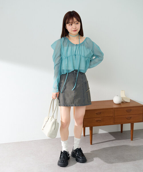 【2025SS/セットアップ対応】台形デニムミニスカート（スカート）｜Kastane（カスタネ）