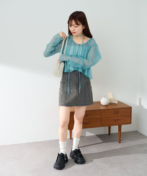 【2025SS/セットアップ対応】台形デニムミニスカート（スカート）｜Kastane（カスタネ）