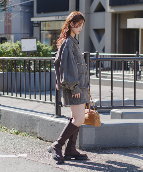 Kastane（カスタネ）の「【新色追加/4色展開/セットアップ対応】台形デニムミニスカート（スカート・レディース・グレー/ベージュ/ブラック/ブルー系その他・FREE）」の16枚目の写真