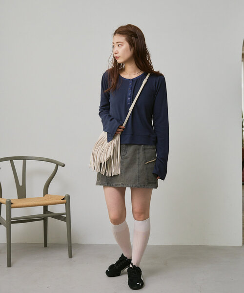 Kastane（カスタネ）の「【新色追加/4色展開/セットアップ対応】台形デニムミニスカート（スカート・レディース・グレー/ベージュ/ブラック/ブルー系その他・FREE）」の20枚目の写真