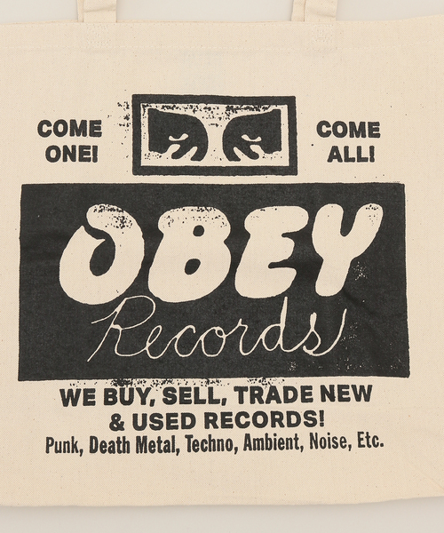 OBEY(オベイ)の「【OBEY / オベイ】 RECORDS BUY SELL TRADE 100553981(トートバッグ・レディース・アイボリー・FREE)」の8枚目の写真