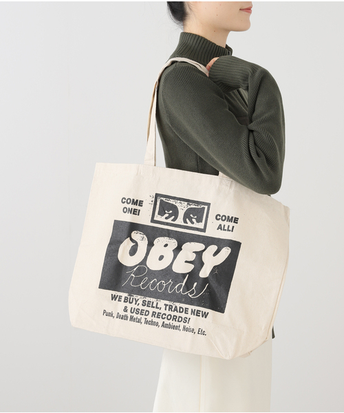 OBEY(オベイ)の「【OBEY / オベイ】 RECORDS BUY SELL TRADE 100553981(トートバッグ・レディース・アイボリー・FREE)」の10枚目の写真