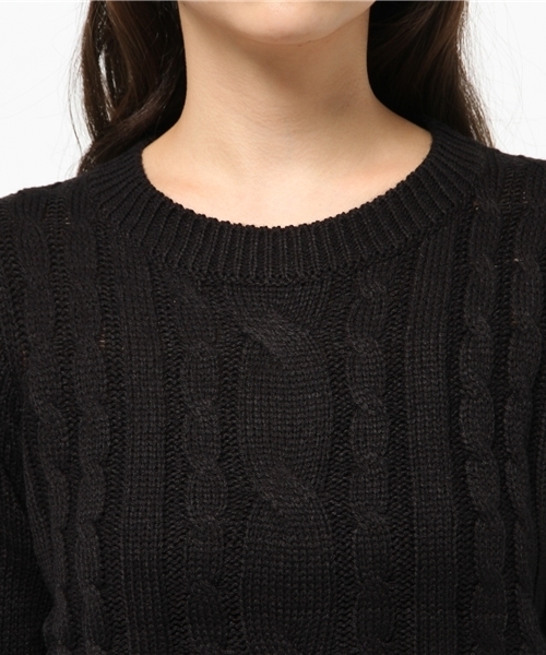 ANAP（アナップ）の「ケーブルクロップドニット（ニット/セーター・レディース・ブラック/ワイン/オフホワイト/グレー・FREE）」の5枚目の写真