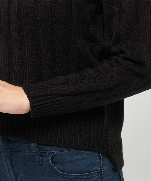 ANAP（アナップ）の「ケーブルクロップドニット（ニット/セーター・レディース・ブラック/ワイン/オフホワイト/グレー・FREE）」の6枚目の写真