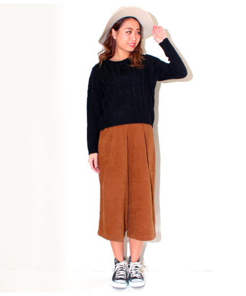 ANAP（アナップ）の「ケーブルクロップドニット（ニット/セーター・レディース・ブラック/ワイン/オフホワイト/グレー・FREE）」の10枚目の写真