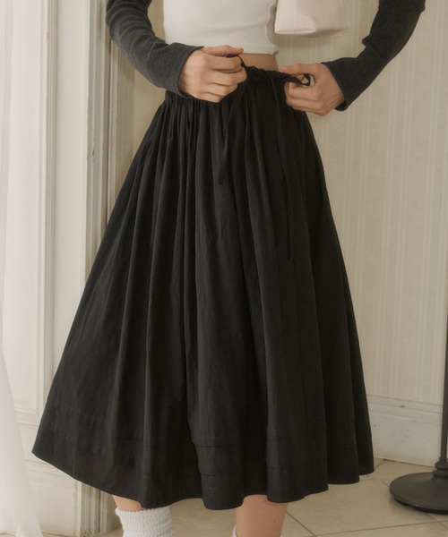 GIUNON（ジウノン）の「fluffy tuck skirt / フラッフィータックスカート（スカート・レディース・ホワイト/ブラック・0/1）」の12枚目の写真