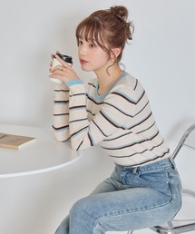 ランダム配色ボーダーニット