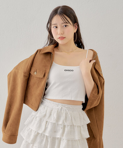 Chico（チコ）の「ロゴ刺繡パット付きキャミ（キャミソール・レディース・ホワイト/グレー/ブラック・FREE）」の4枚目の写真