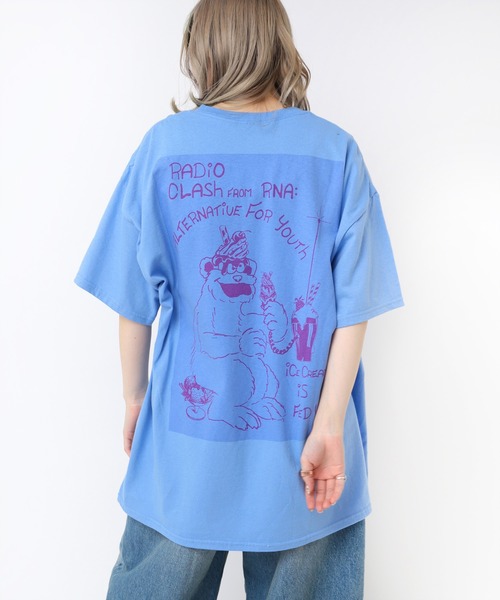 M0521 ラビットプリントT/CラグランTシャツ　RNA RNA（アールエヌエー）の「M0521 ラビットプリントT/CラグランTシャツ