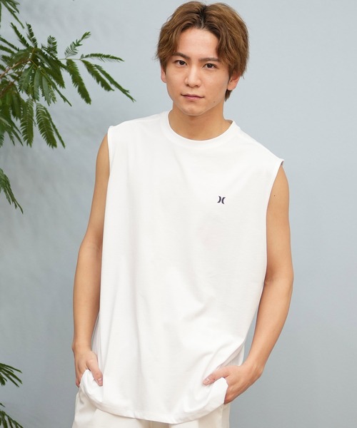 Hurley (ハーレー)の「Hurley/ハーレー タンクトップ UVケアラッシュガード ワンポイント MSRG251087(ラッシュガード・メンズ・ブラック/ホワイト・S/L/M)」の1枚目の写真