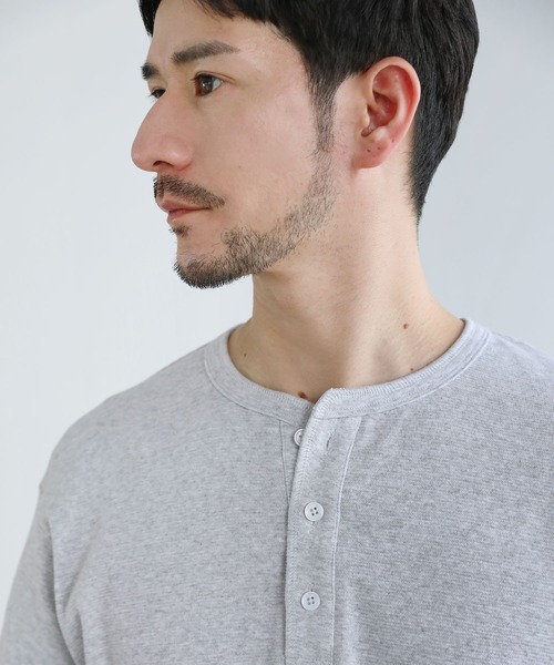 SPU(スプ)の「スパンフライス長袖ヘンリーネックカットソー(Tシャツ/カットソー・メンズ・ブラック/杢グレー/ホワイト・S/M/L/XL)」の16枚目の写真